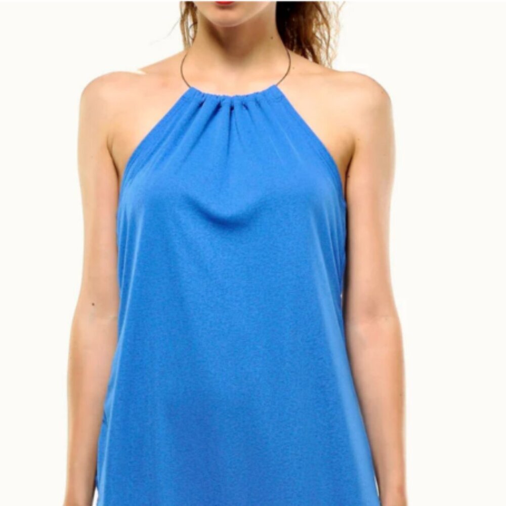 Rapz Chic Asymmetrical Multi-Layered Blue Halter Dress (C51)